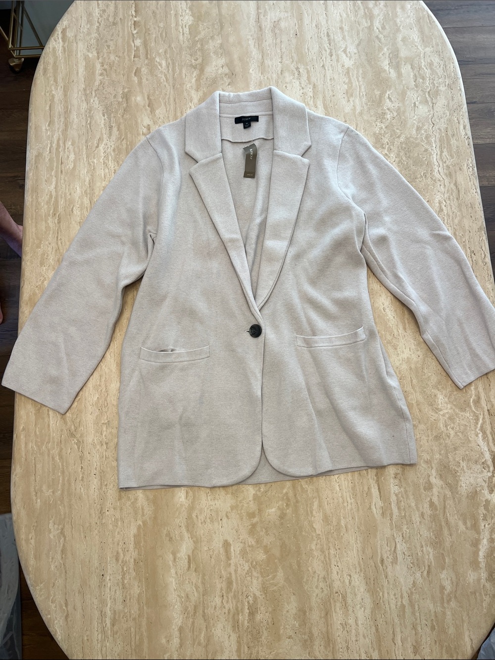 J. Crew Light Cream Single-Button Knit Blazer